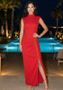 Zipper Detail Maxi Dress Red