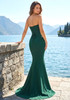 Strapless Embellished Corset Maxi Dress Green