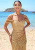 Sequin Bardot Maxi Dress Gold