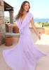 Ruffle Plunging Neck Maxi Dress Lavender