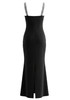 Crystal Embellished Bustier Maxi Dress Black
