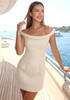 Braid Bardot A Line Dress Ivory