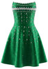 Strapless Crystal Embellished A Line Dress Green