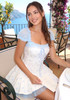 Short Sleeve Floral A Line Corset Dress Blue