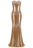Strapless Ruched Mermaid Maxi Dress Gold