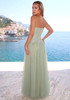 Strapless A Line Maxi Dress Green