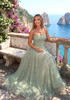 Strapless A Line Maxi Dress Green