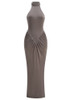 Halter Draped Maxi Dress Grey