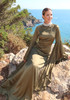 Long Ruffle Sleeve Maxi Dress Olive Green
