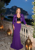 Long Sleeve Two Piece Maxi Dress Purple