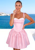 Bow Detail A Line Dress Pink White