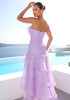 Strapless Floral Ruffle Maxi Dress Lavender