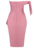 One Shoulder Bardot Ruffle Midi Dress Pink