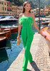 Strapless Feather Jumpsuit Green