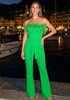 Strapless Feather Jumpsuit Green