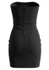 Strapless Embellished Floral Dress Black White