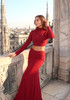 Long Sleeve Two Piece Maxi Dress Red