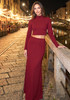 Long Sleeve Two Piece Maxi Dress Red