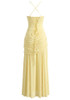 Halter Draped Detail Corset A Line Maxi Dress Yellow