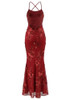 Halter Floral Strappy Backless Maxi Dress Red