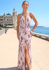 Floral Plunge V Neck Maxi Dress Pink