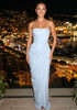 Strapless Draped Design Corset Maxi Dress Blue