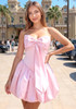 Strapless Bow Detail Bubble Dress Pink