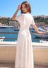 Short Sleeve Corset A Line Crochet Maxi Dress Ivory