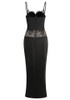 Lace Insert Bustier Maxi Dress Black