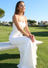 Strapless Embellished Side Maxi Dress White