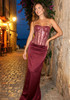 Strapless Sequin Maxi Dress Burgundy