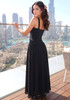 Crystal Embellished A Line Maxi Dress Black