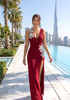 Floral Draped Maxi Dress Red