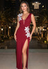 Floral Draped Maxi Dress Red
