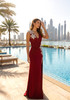 Floral Draped Maxi Dress Red