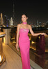 Strapless Crystal Choker Maxi Dress Hot Pink