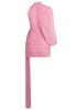One Sleeve Draped Dress Pink