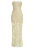 Strapless Sequin Lace Maxi Dress Ivory