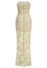 Strapless Sequin Lace Maxi Dress Ivory