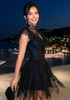Lace Ruffle A Line Dress Black