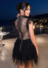 Lace Ruffle A Line Dress Black