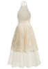Halter Floral Ruffle Midi Dress Ivory