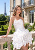 Strapless Floral Draped Dress White
