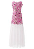 Strapless Floral A Line Maxi Dress Hot Pink