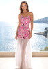 Strapless Floral A Line Maxi Dress Hot Pink
