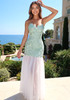 Strapless Floral A Line Maxi Dress Green
