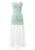 Strapless Floral A Line Maxi Dress Green