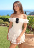 Ruffle Bardot Corset Two Piece Dress Ivory