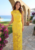Floral Detail Crochet Maxi Dress Yellow