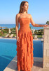 Strapless Ruffle Maxi Dress Orange